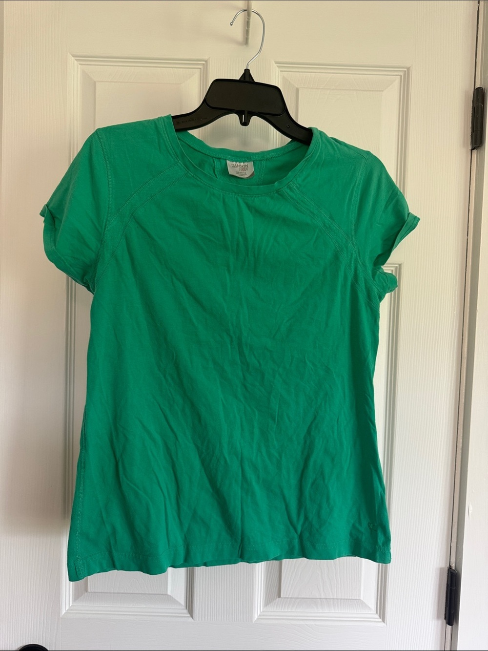 Danskin Short-Sleeve Athletic Crew Tee in Green Cotton Blend